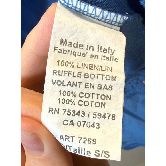 Terzo Millennio Women's 7269 Size Small Soft Blue Linen Short Sleeve Top NWT - Picture 5 of 7